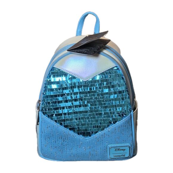 NWT Loungefly Disney Frozen Elsa Mini Backpack Blue Silver Sequin Snowflake NEW main image 13